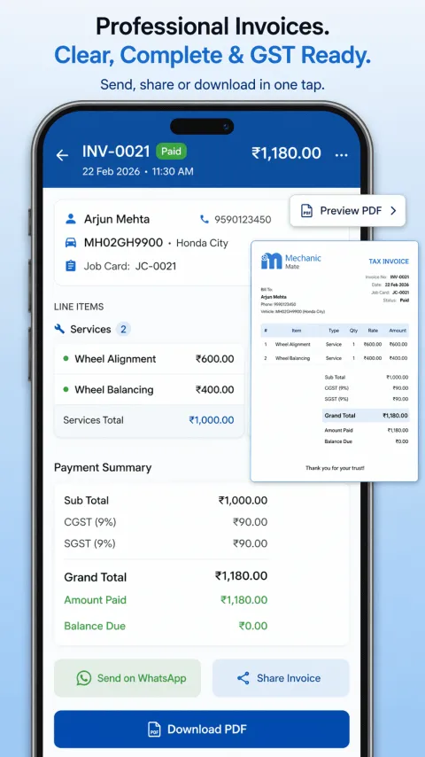 Customer history and outstanding payments